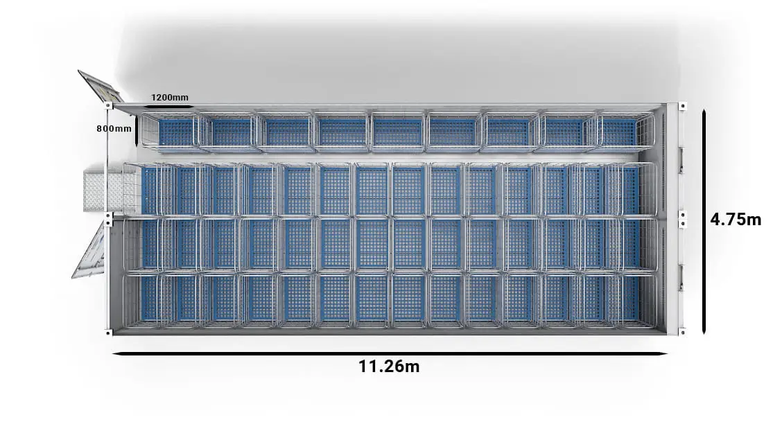 51 yük arabası bulunan 2 bölmeli 40 ft Arctic SuperStore