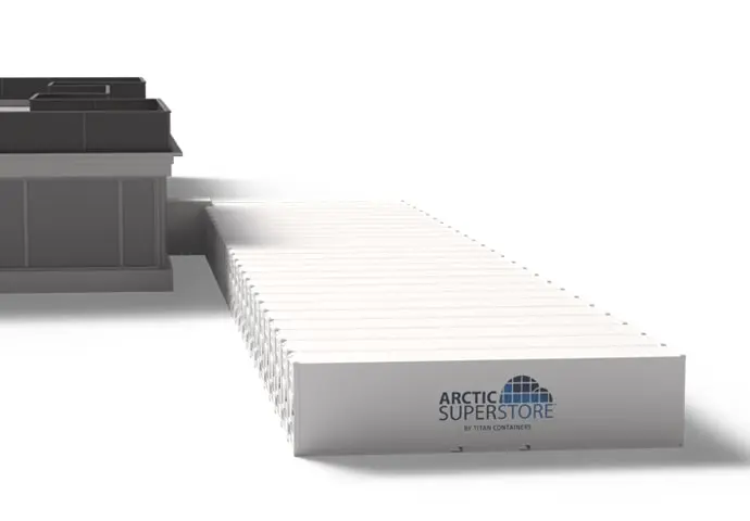 Arctic SuperStore – yan görünüm, bölümlerin üst kısımları kapalı