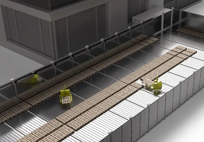 Yukarıdan ve yandan, bölümlerin üst kısımları açık olarak döndürülmüş görünüm